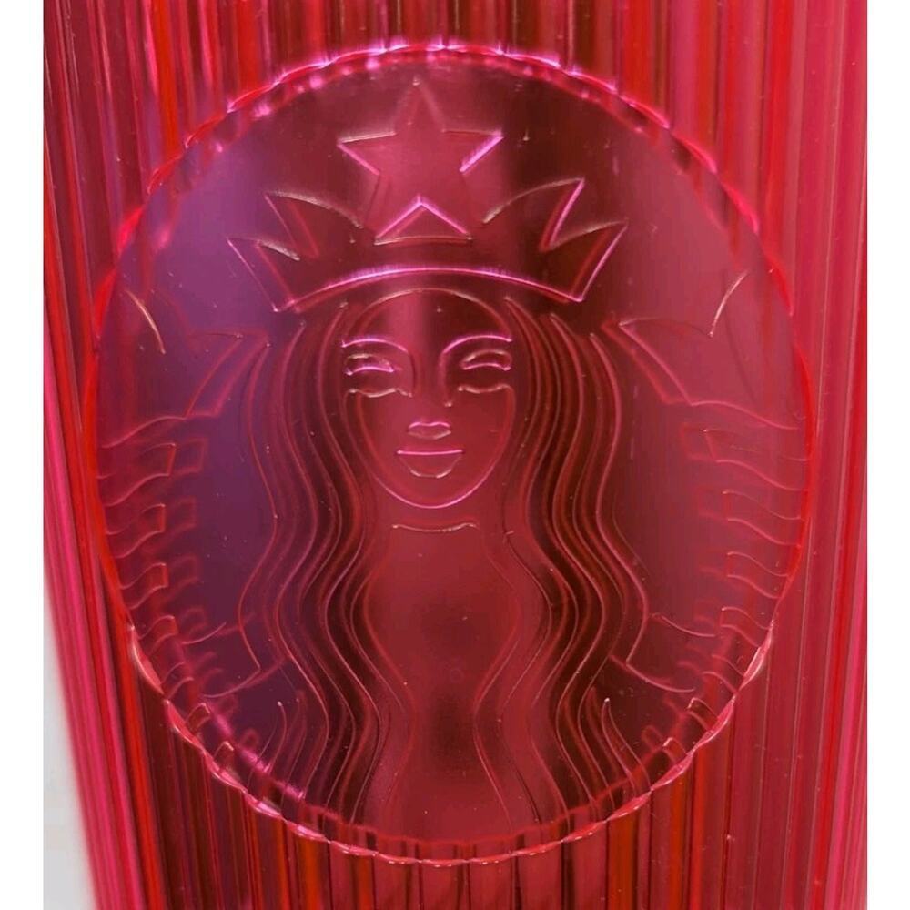 Starbucks Pleated Neon Magenta Pink Venti Tumbler Bling Cold Cup Summer 2023 - Picture 2 of 7